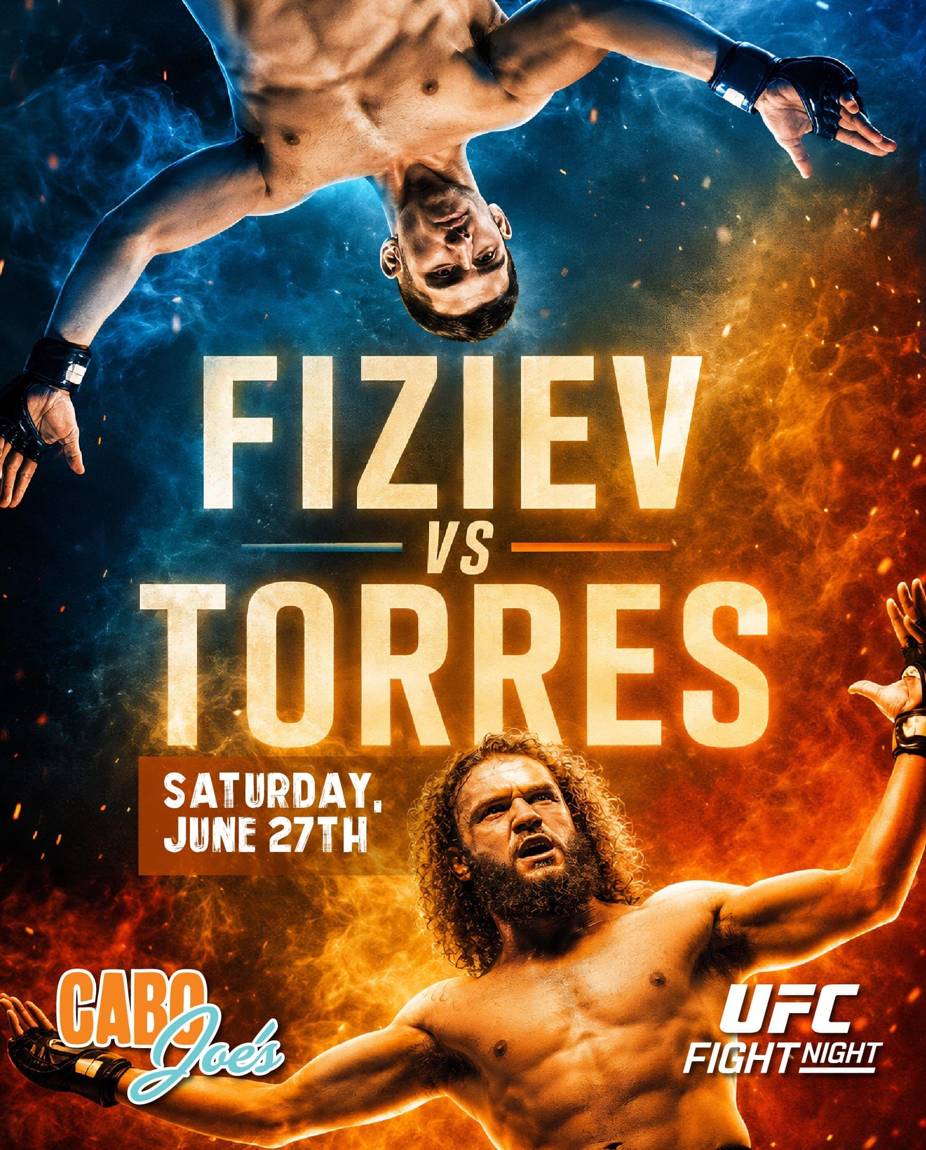 UFC Fight Night flyer for Fiziev vs Torres, Saturday June 27th