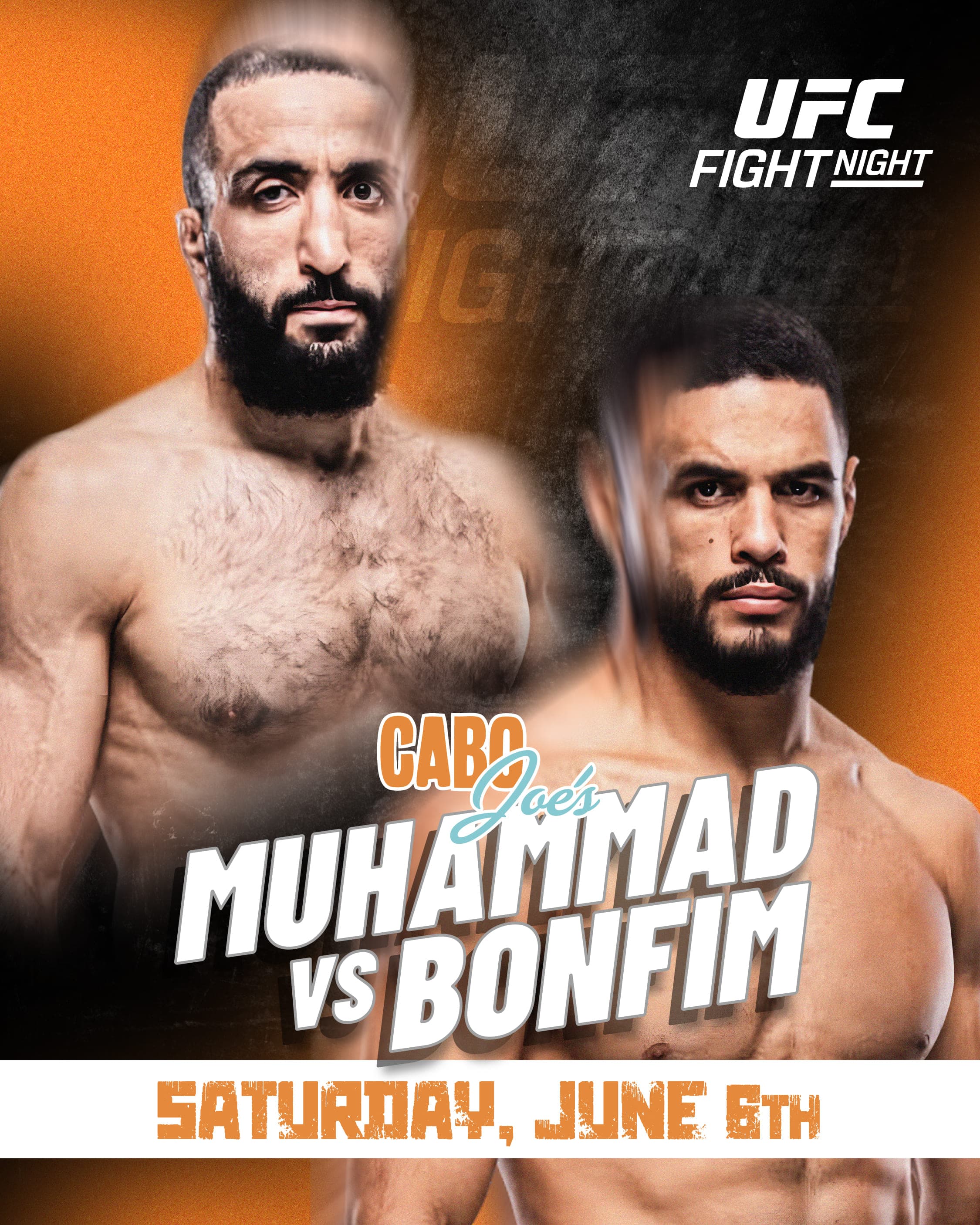 UFC Fight Night flyer for Muhammad vs Bonfim, Saturday June 6th