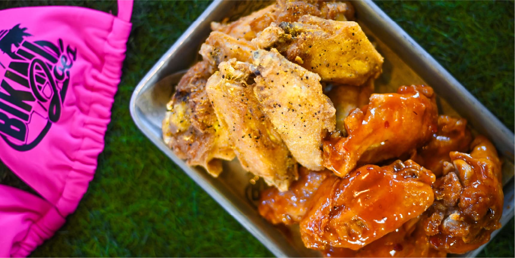 Tray of fried and glazed chicken wings at Cabo Joe's